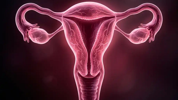 Illustration medicale de endometre epaissi en menopause - causes et traitements