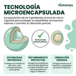 FloraBalance Probióticos · Tecnología microencapsulada: estabilidad, recubrimiento protector y liberación dirigida · Nutremys