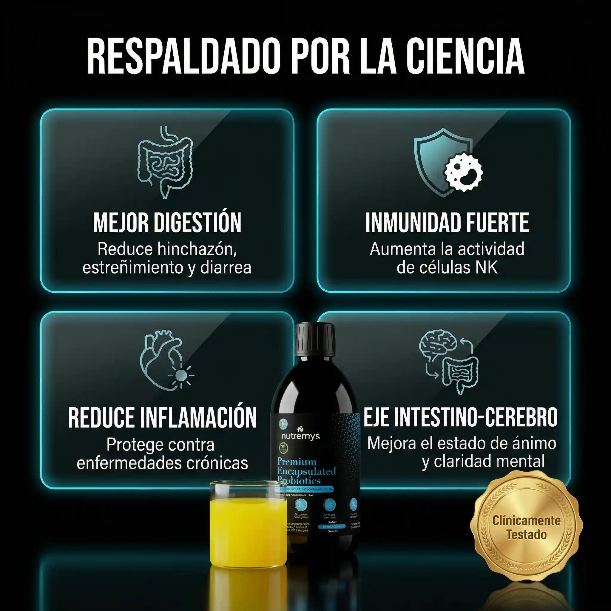 PREMIUM ENCAPSULATED PROBIOTICS – Probióticos Líquidos 10¹⁰ UFC Nutremys