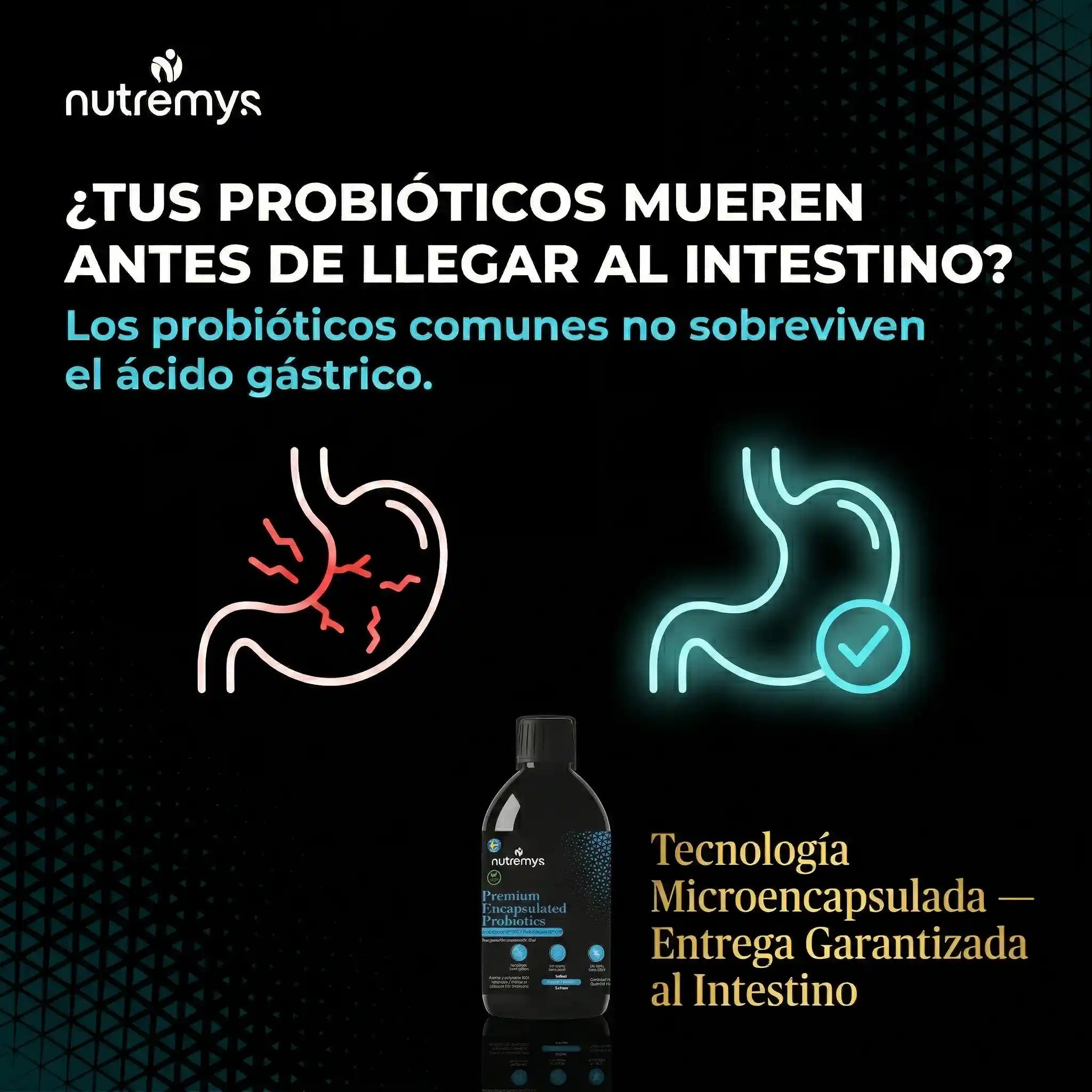 PREMIUM ENCAPSULATED PROBIOTICS – Probióticos Líquidos 10¹⁰ UFC Nutremys