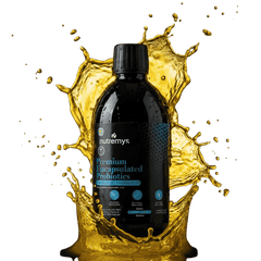 Premium Encapsulated Probiotics · Probiotiques liquides microencapsulés 10 milliards UFC · Enfants et adultes · Nutremys LAB