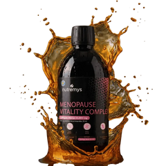 Menopause Vitality Complex · Complément liquide 9 en 1 ménopause et périménopause · Collagène marin 10 000mg · Nutremys LAB