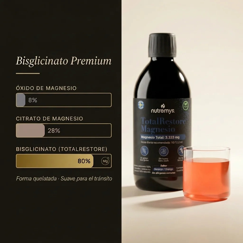 Comparativa de absorción del bisglicinato de magnesio TotalRestore frente al óxido y al citrato